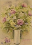 Witte vaas, donkerrode rozen [50 x 65]