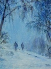 Wandelaars in een witte wereld Wandelaars in een witte wereld